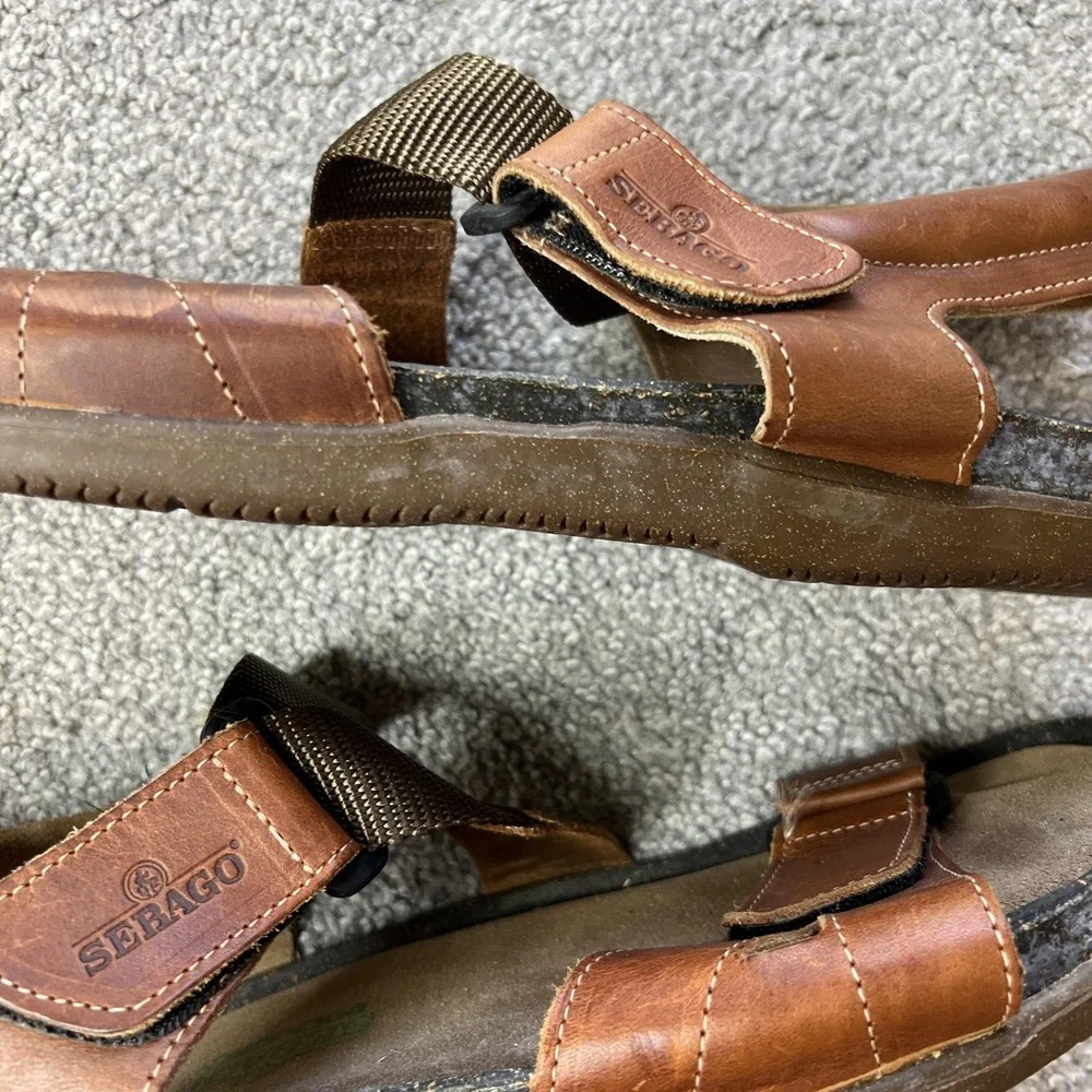Sebago Docksides Sandals Mens Size 13 Brown‎ Leather Adjustable Slip On Comfort